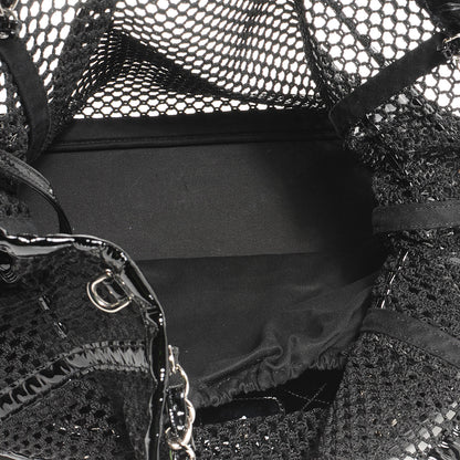 Chanel Patent Net Large La Madrague Tote Black 6 of 9