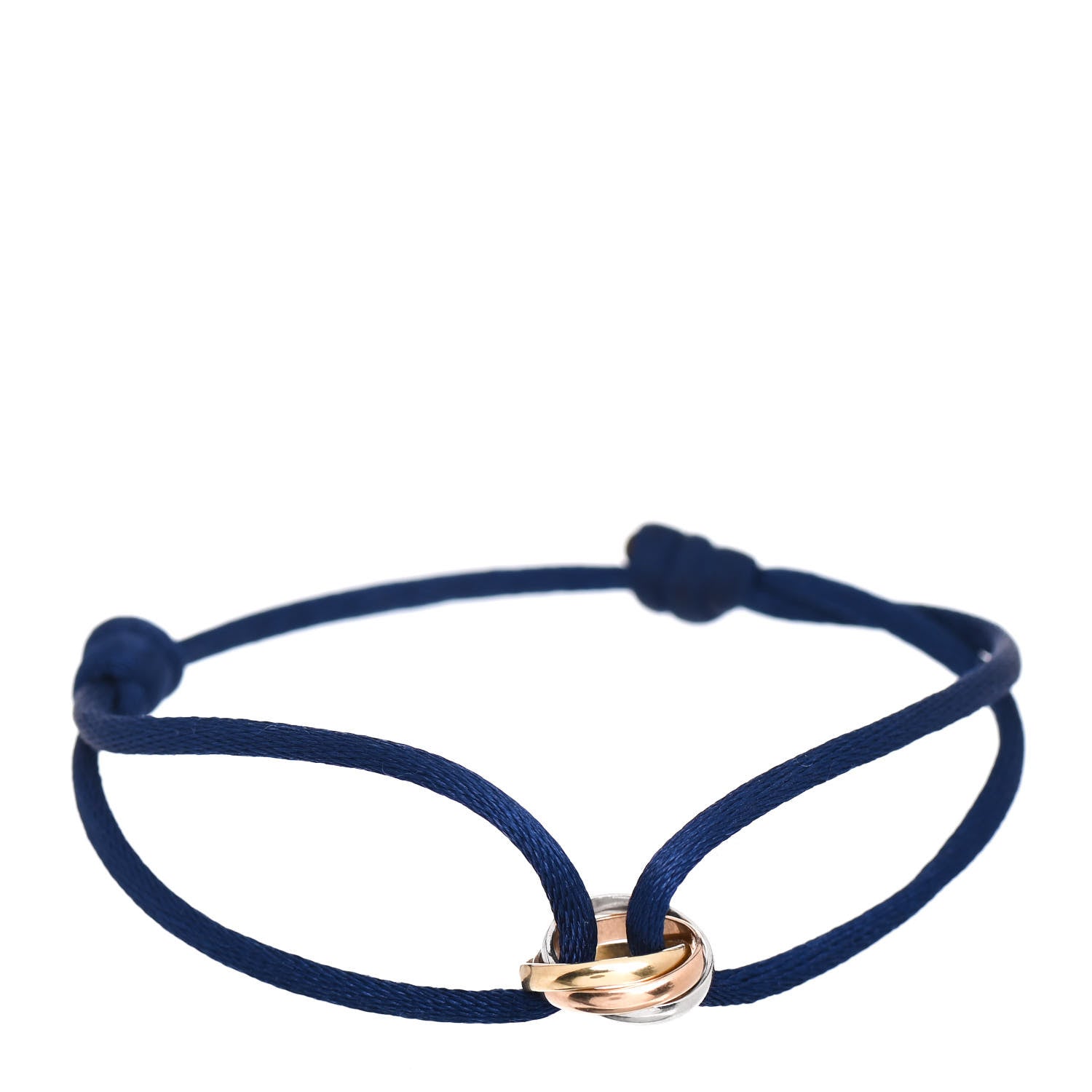 Cartier 18K Pink Yellow White Gold Trinity Adjustable Cord Bracelet Blue 1 of 4