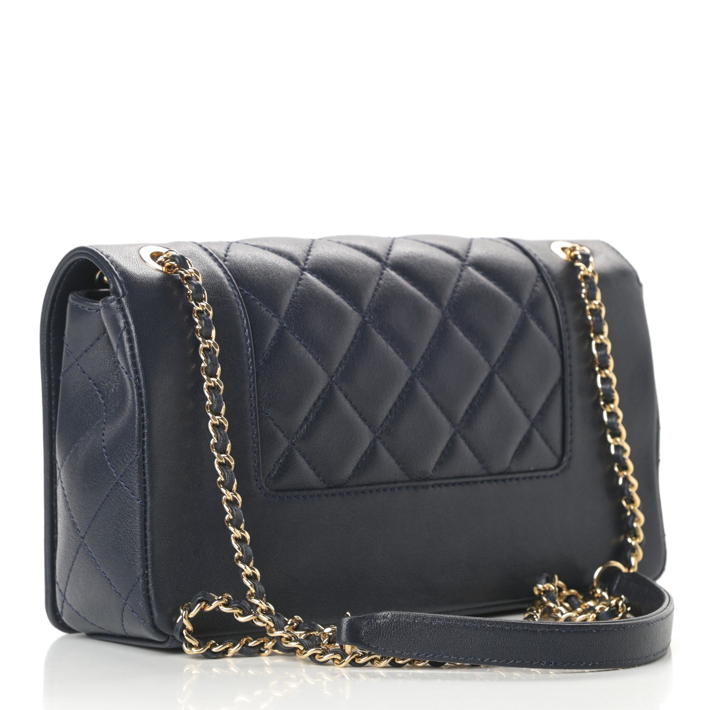 Sheepskin Quilted Medium Vintage Mademoiselle Flap Dark Navy