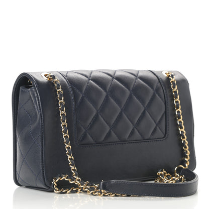Chanel Sheepskin Quilted Medium Vintage Mademoiselle Flap Dark Navy 3 of 14
