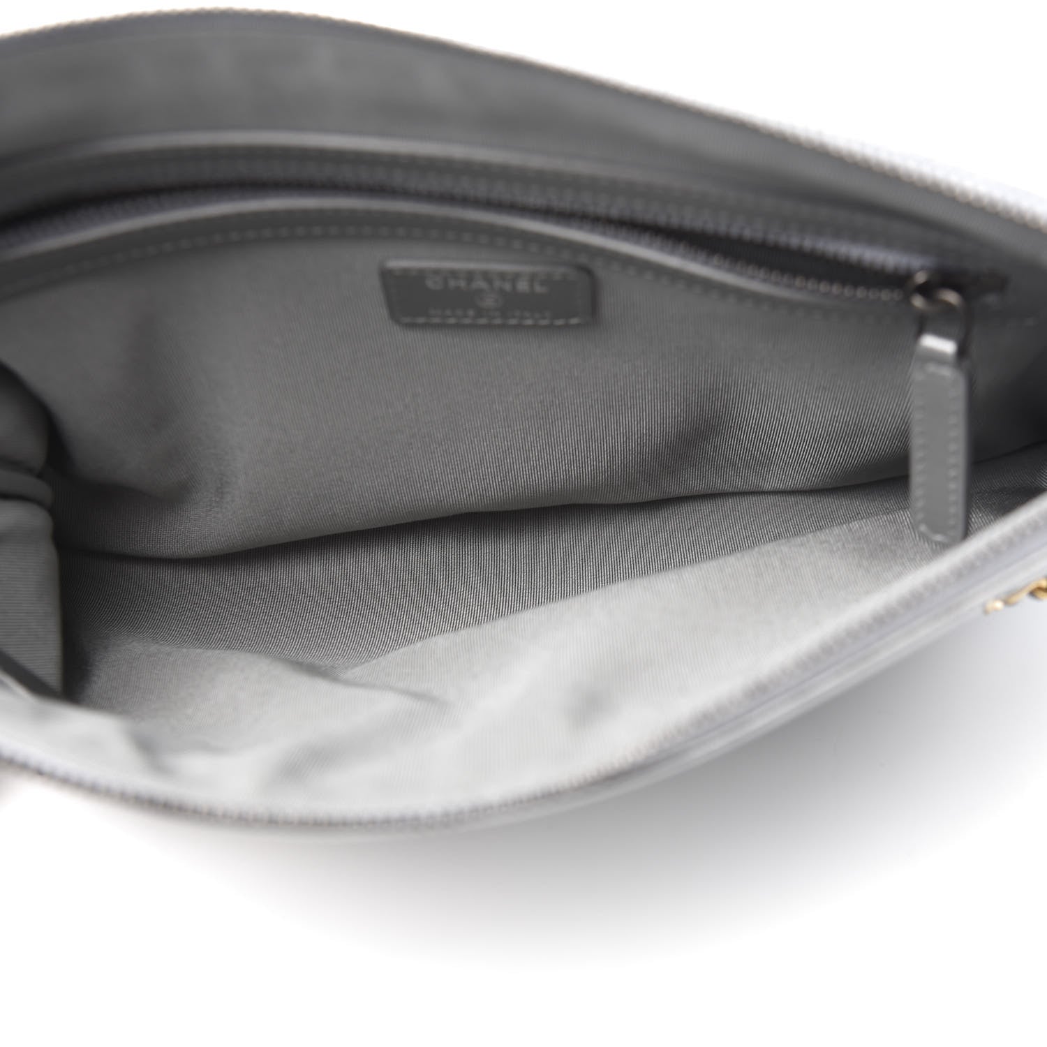 Chanel Metallic Crumpled Calfskin Chain 20s Signature Pouch Silver 5 of 10