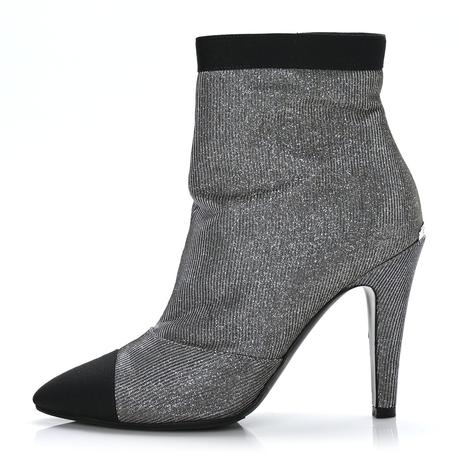Chanel Micro Sequins Cap Toe Short Ankle Boots 37 Silver 1 of 8