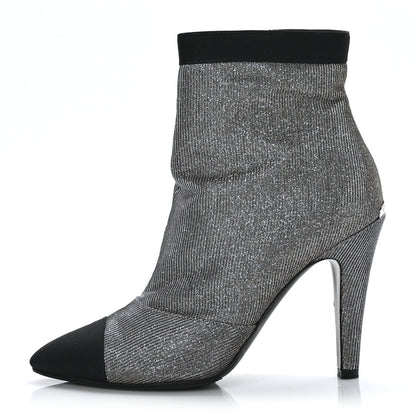 Chanel Micro Sequins Cap Toe Short Ankle Boots 37 Silver 1 of 8