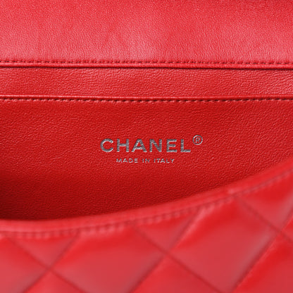 Chanel Lambskin Quilted Clutch With Chain Flap Red 6 of 13