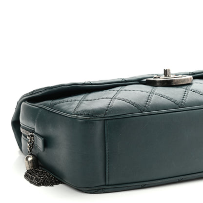 Chanel Calfskin Quilted Jumbo Coco Sporran Flap Dark Green 9 of 11