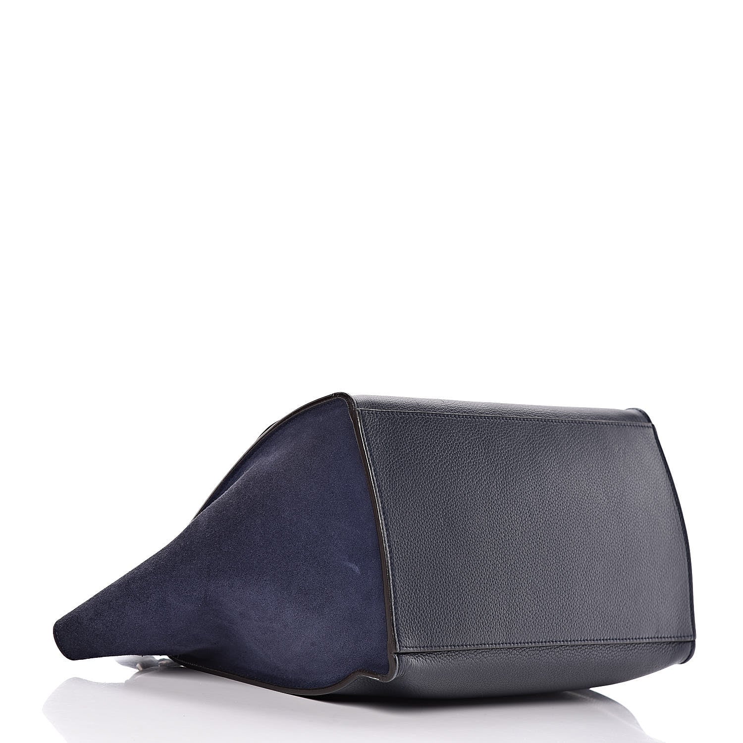 Celine Drummed Calfskin Suede Medium Trapeze Navy 4 of 17