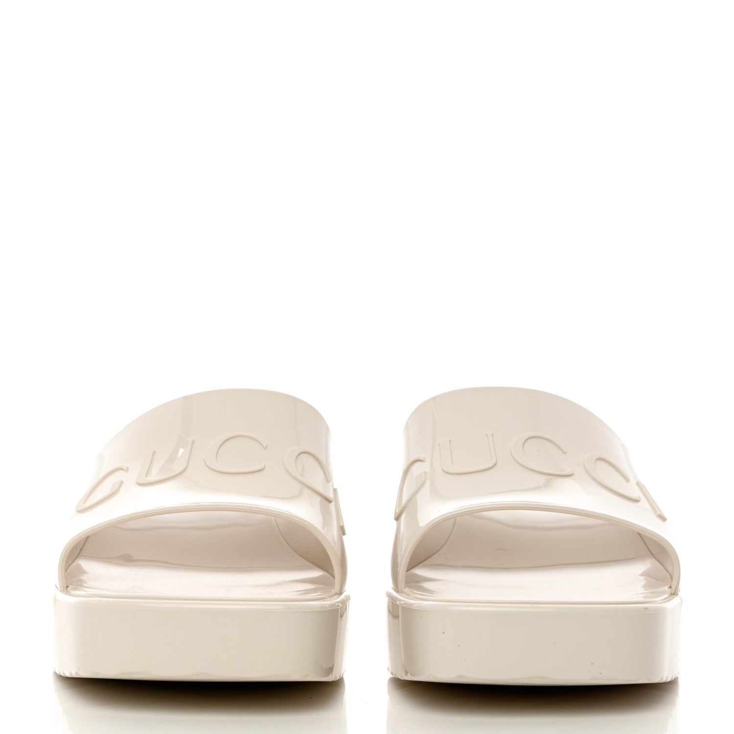 Gucci Rubber Gucci Logo Womens Platform 20/60mm Slide Sandals 39 Mystic White 2 of 13