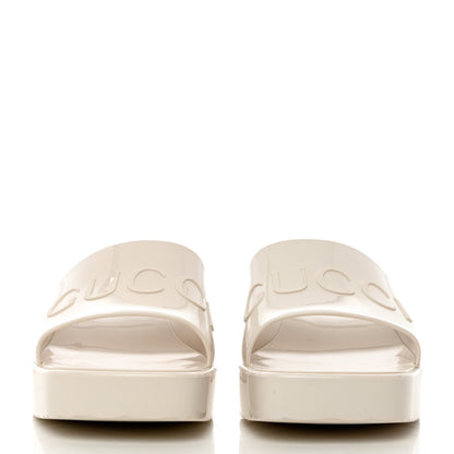 Gucci Rubber Gucci Logo Womens Platform 20/60mm Slide Sandals 39 Mystic White 2 of 13