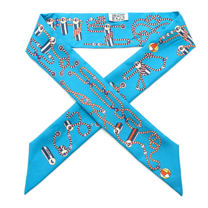 Hermes Silk Cordages Twilly Turquoise Orange Blanc 1 of 4