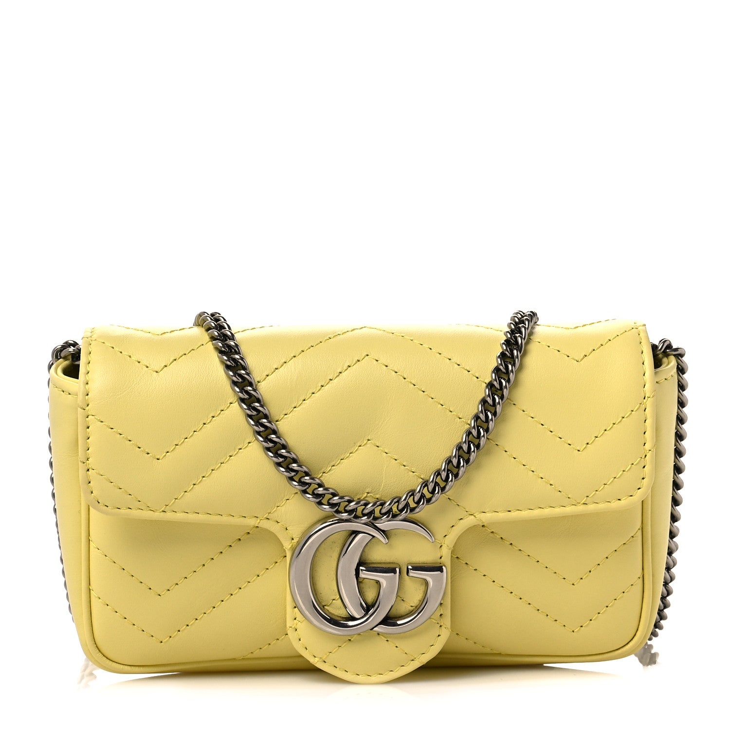 Gucci Calfskin Matelasse Super Mini GG Marmont Shoulder Bag Banana 1 of 9