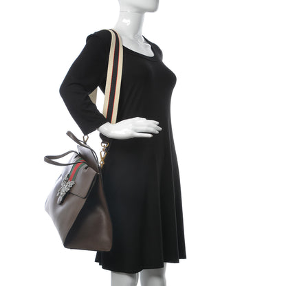 Gucci Textured Calfskin Web Crystal Butterfly Stripe Large Totem Top Handle Bag New Acero 2 of 16