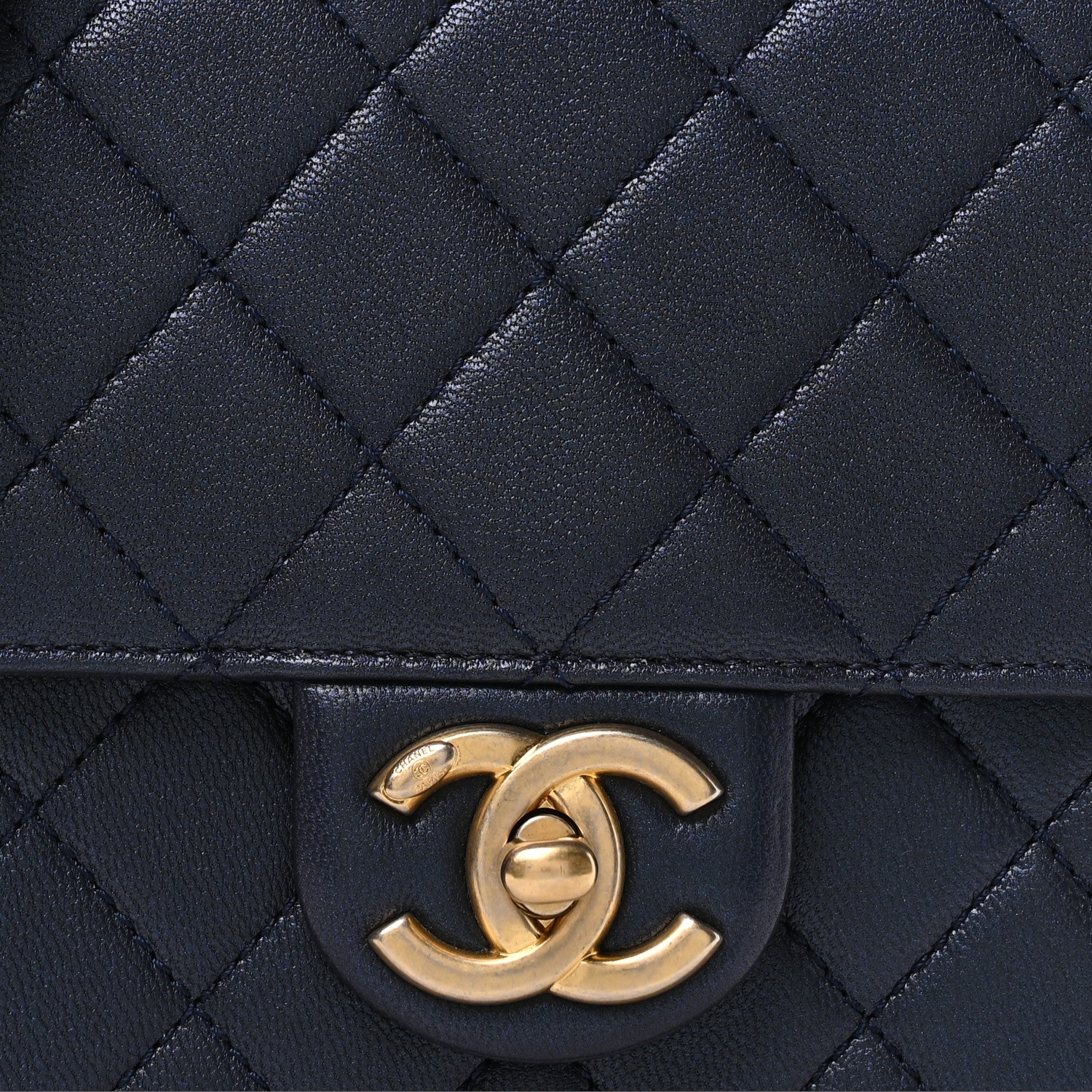 Chanel Iridescent Lambskin Quilted Chic Pearls Flap Navy Blue 8 of 11