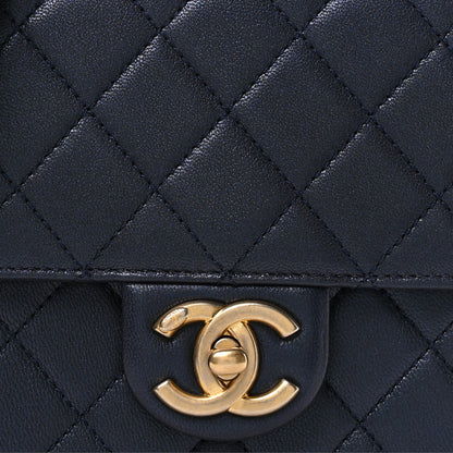 Chanel Iridescent Lambskin Quilted Chic Pearls Flap Navy Blue 8 of 11