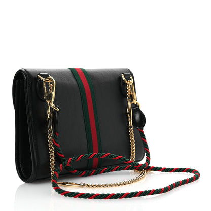 Gucci Textured Calfskin Web Small Rajah Slim Flap Shoulder Bag Black 3 of 12