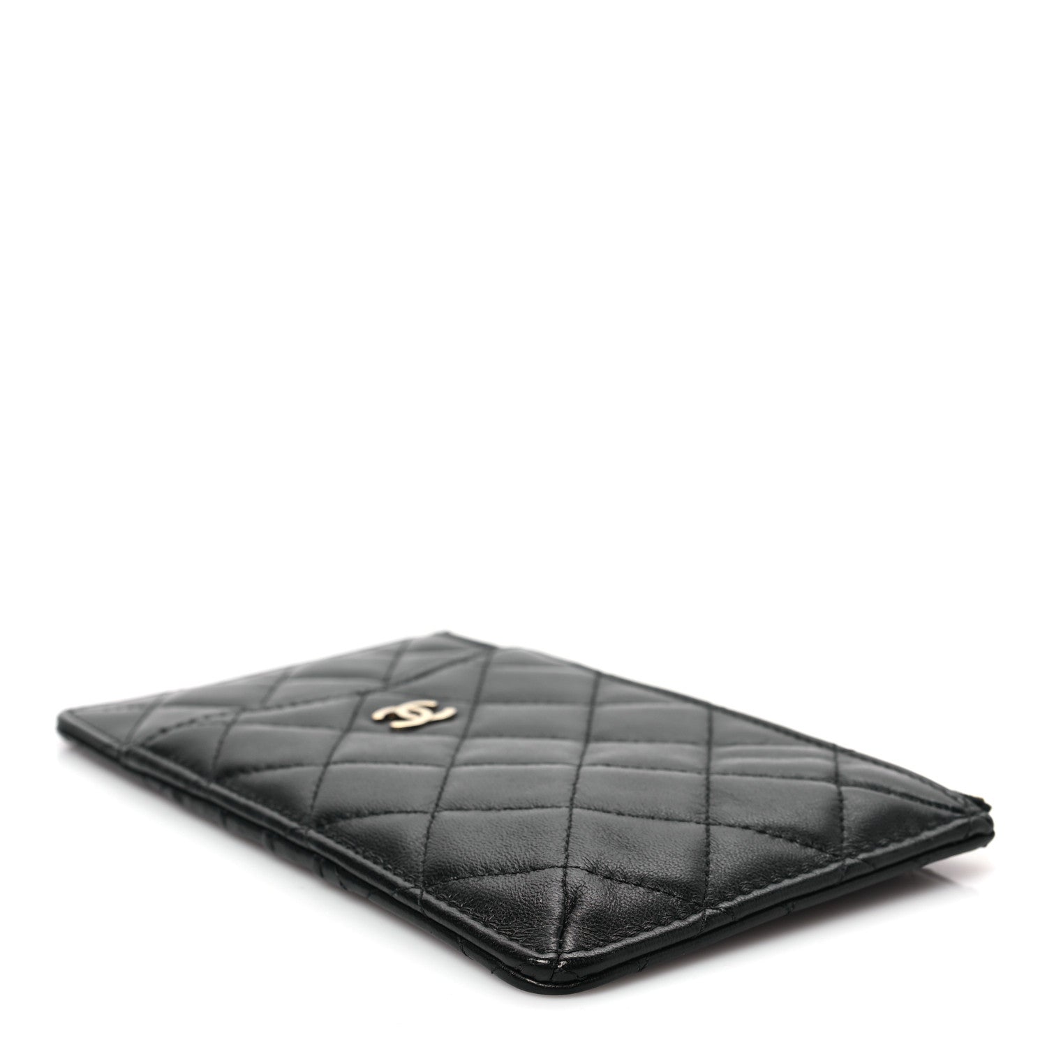 Chanel Lambskin Quilted Classic Flat Wallet Pouch Black 4 of 8
