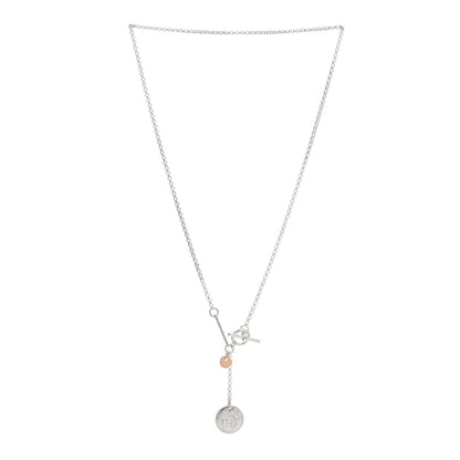 Hermes Sterling Silver 18K Rose Gold PM Ex-Libris Pendant Necklace 2 of 4