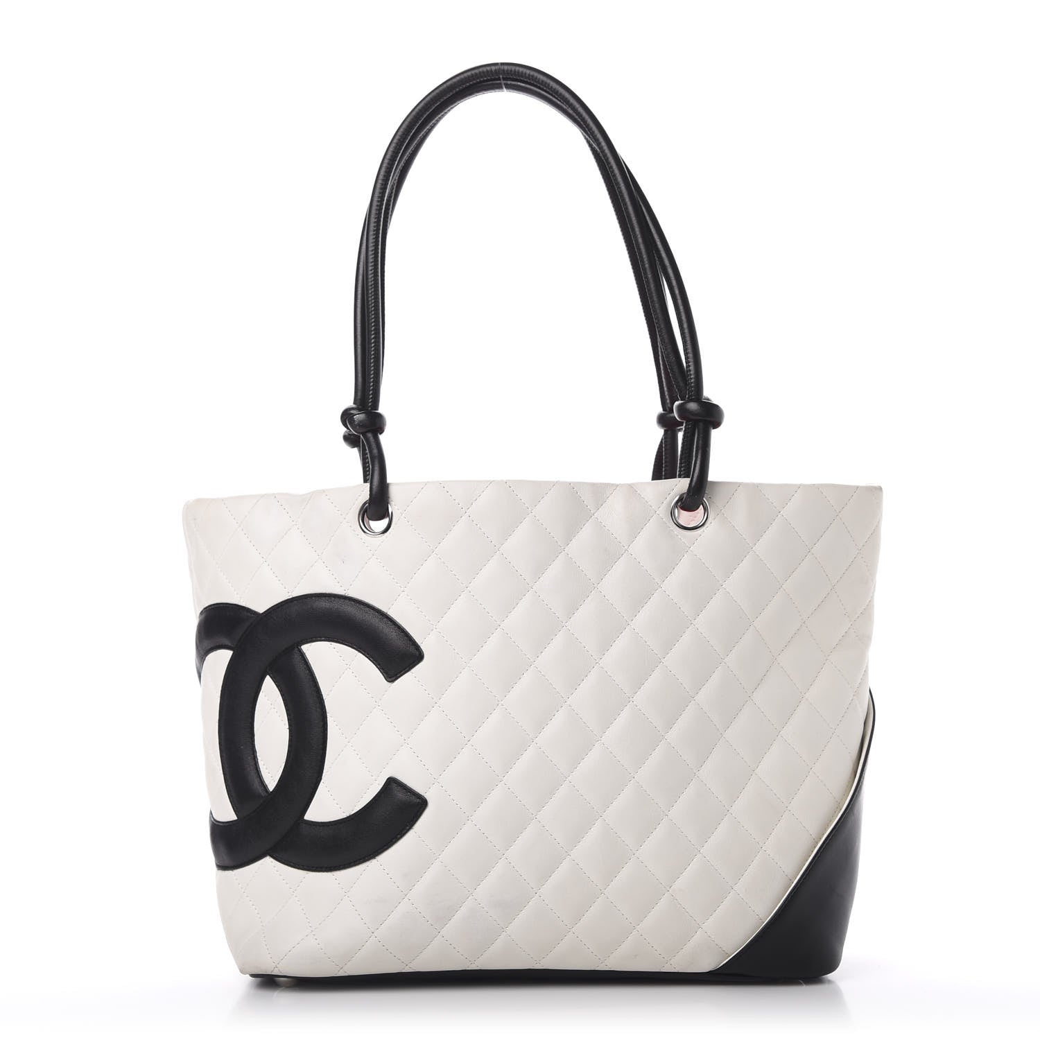 Chanel Calfskin Quilted Large Cambon Tote White Black 1 of 18