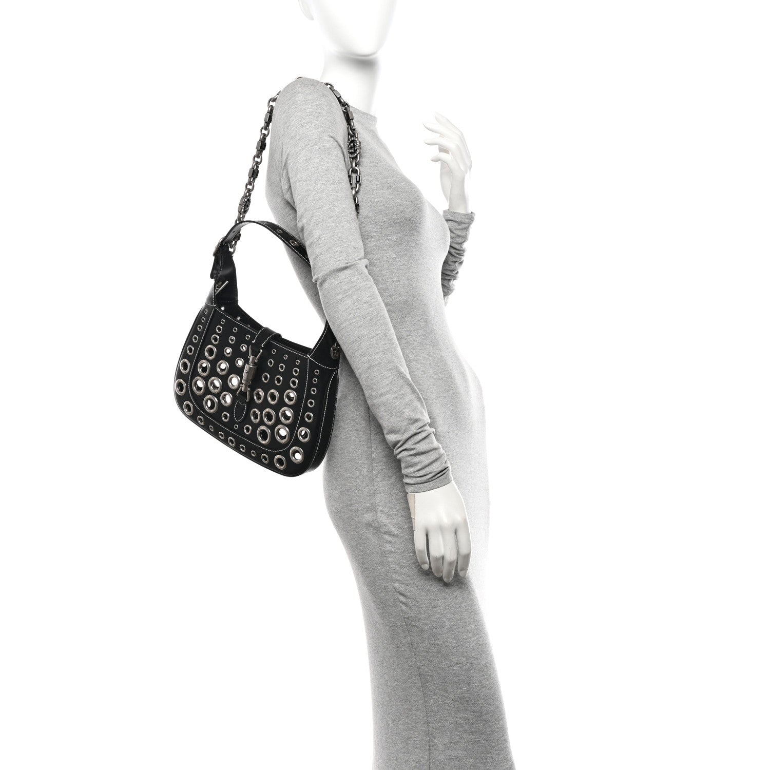 Gucci Patent Ha Ha Ha Jackie 1961 Eyelet Hobo Black 2 of 9