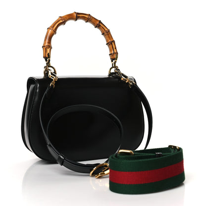 Gucci Boarded Dyana Lux Calfskin Web Medium Bamboo 1947 Top Handle Bag Black 2 of 8