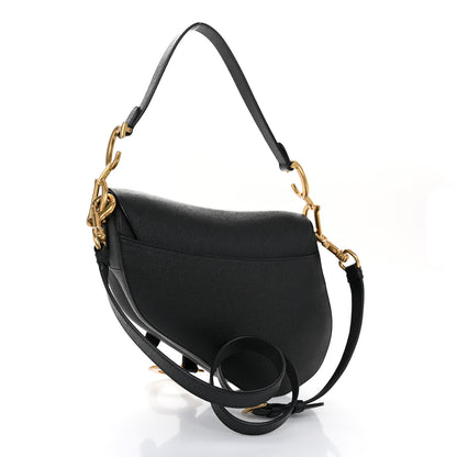 Christian Dior Grained Calfskin Saddle Bag With Strap Black 2 of 8