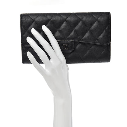 Chanel Crumpled Calfskin Quilted Large Flap Wallet So Black 2 of 7