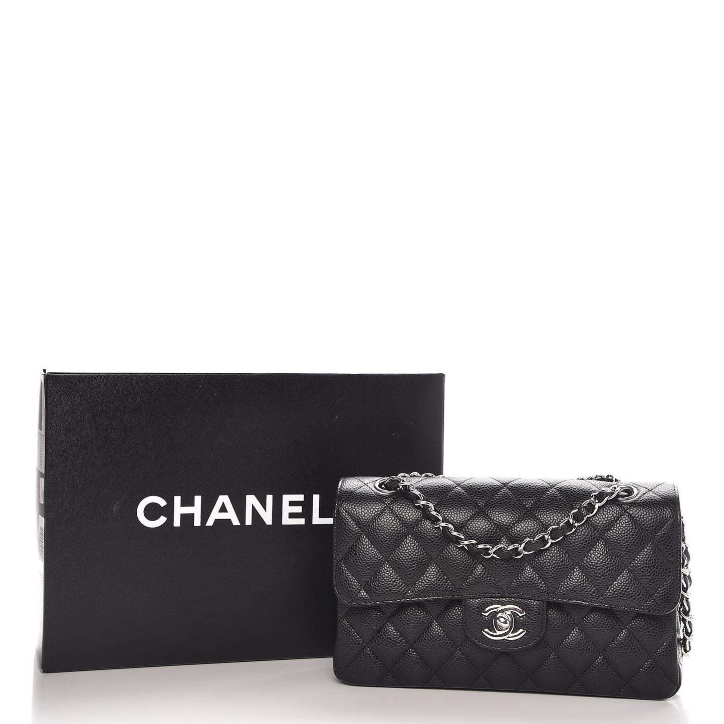 Caviar Quilted Small Double Flap Black