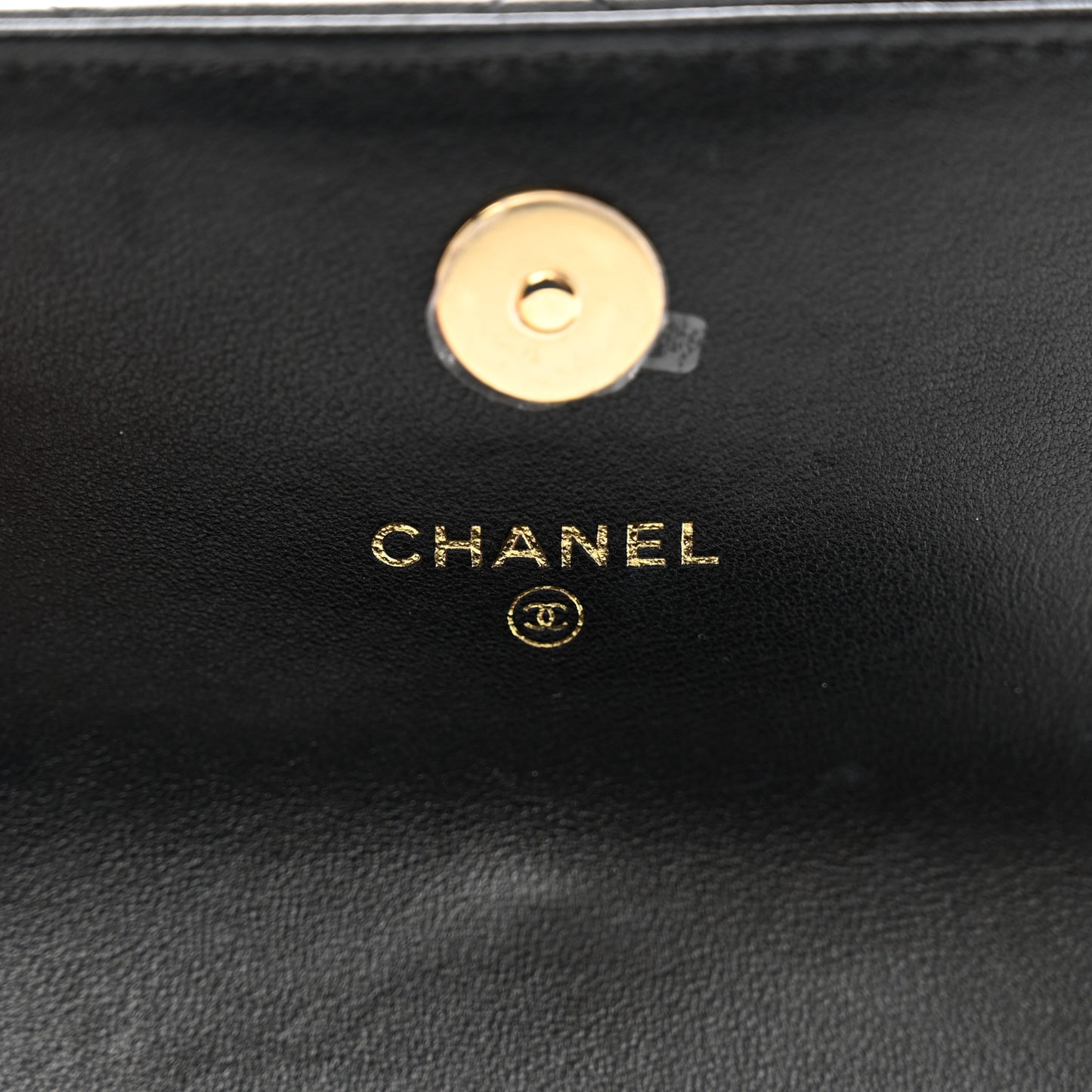 Lambskin Quilted CC Hook Card Holder Black