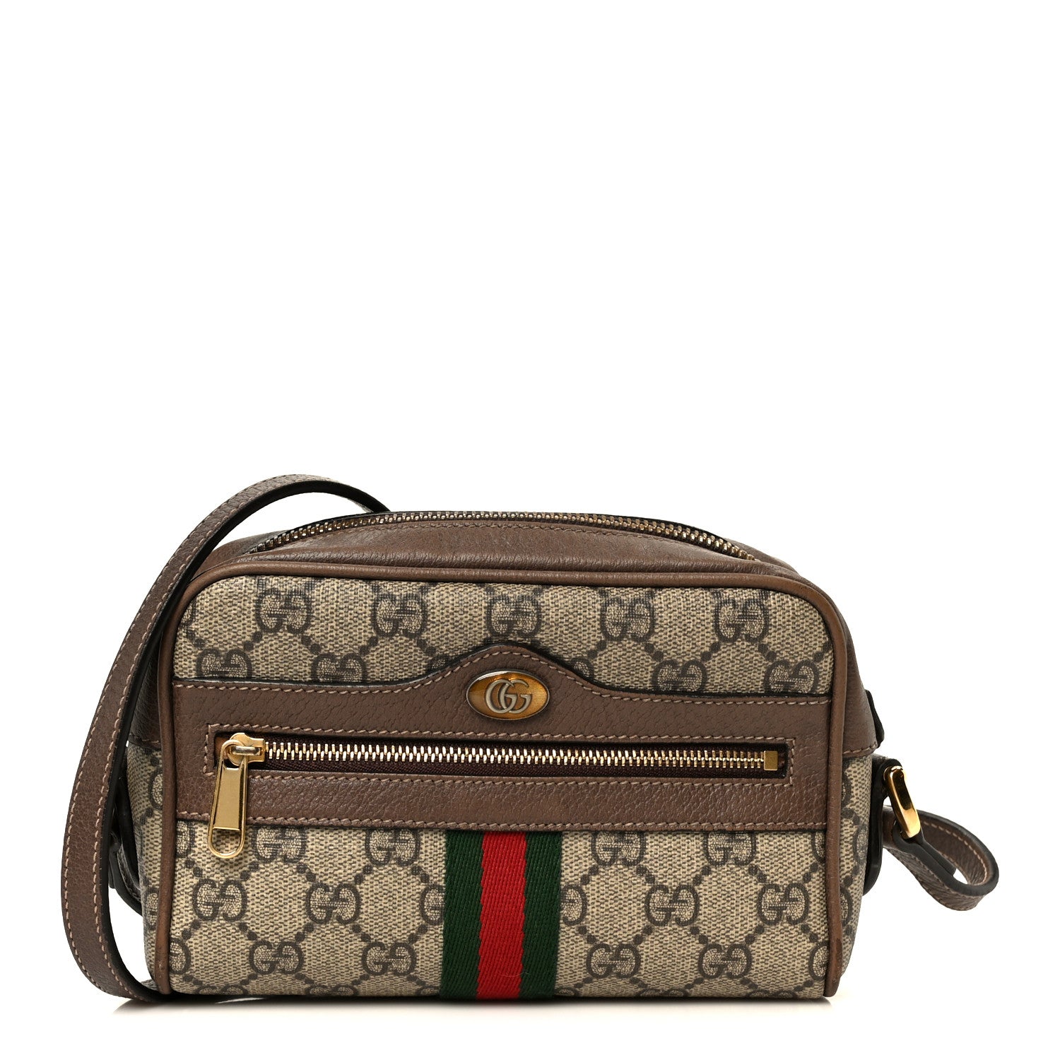 Gucci GG Supreme Monogram Web Mini Ophidia Shoulder Bag Brown 1 of 10