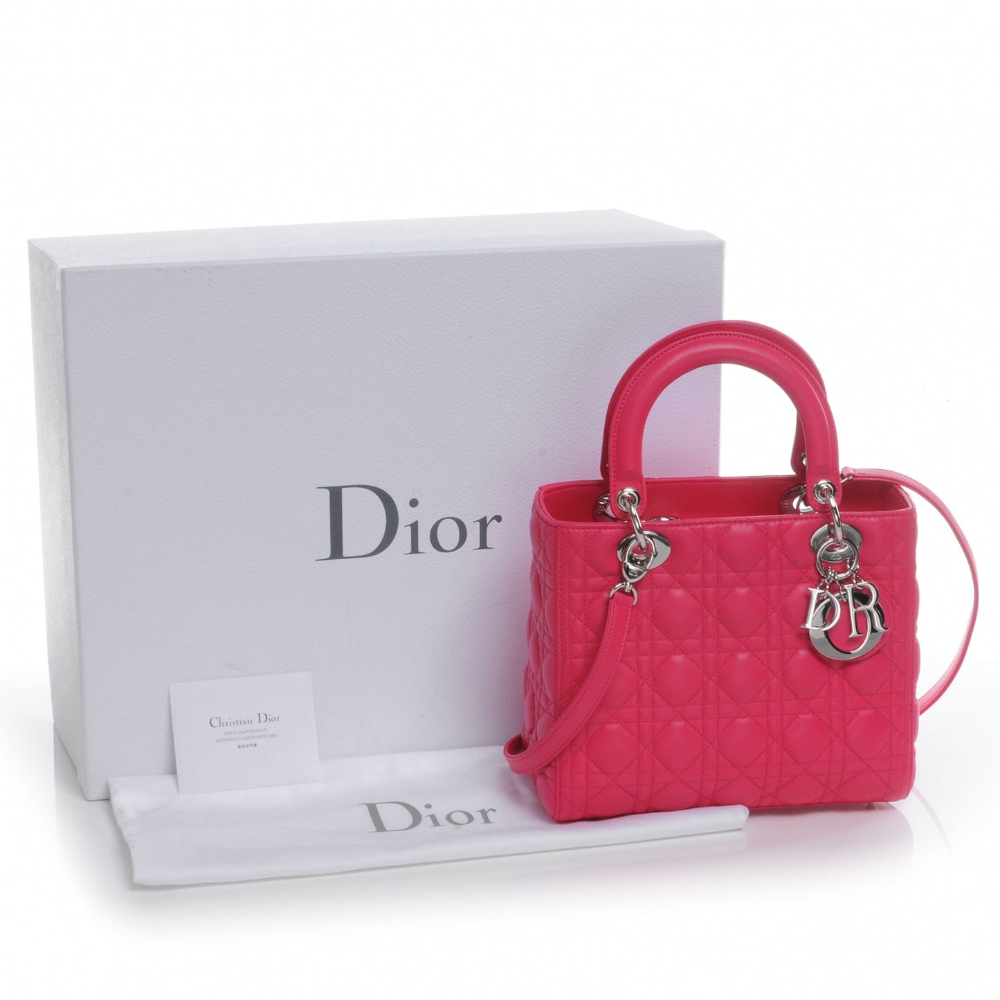Lambskin Cannage Medium Lady Dior Hot Pink