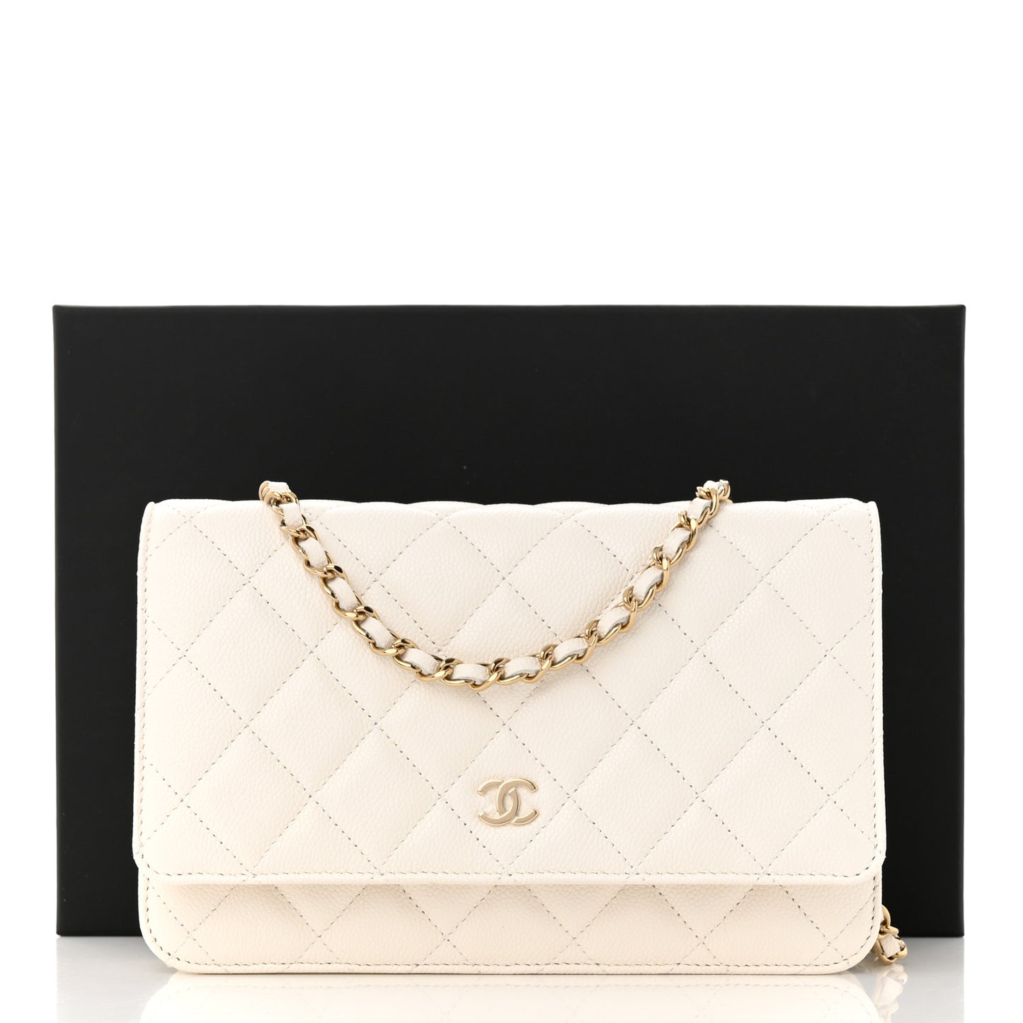 Caviar Quilted Wallet On Chain WOC White