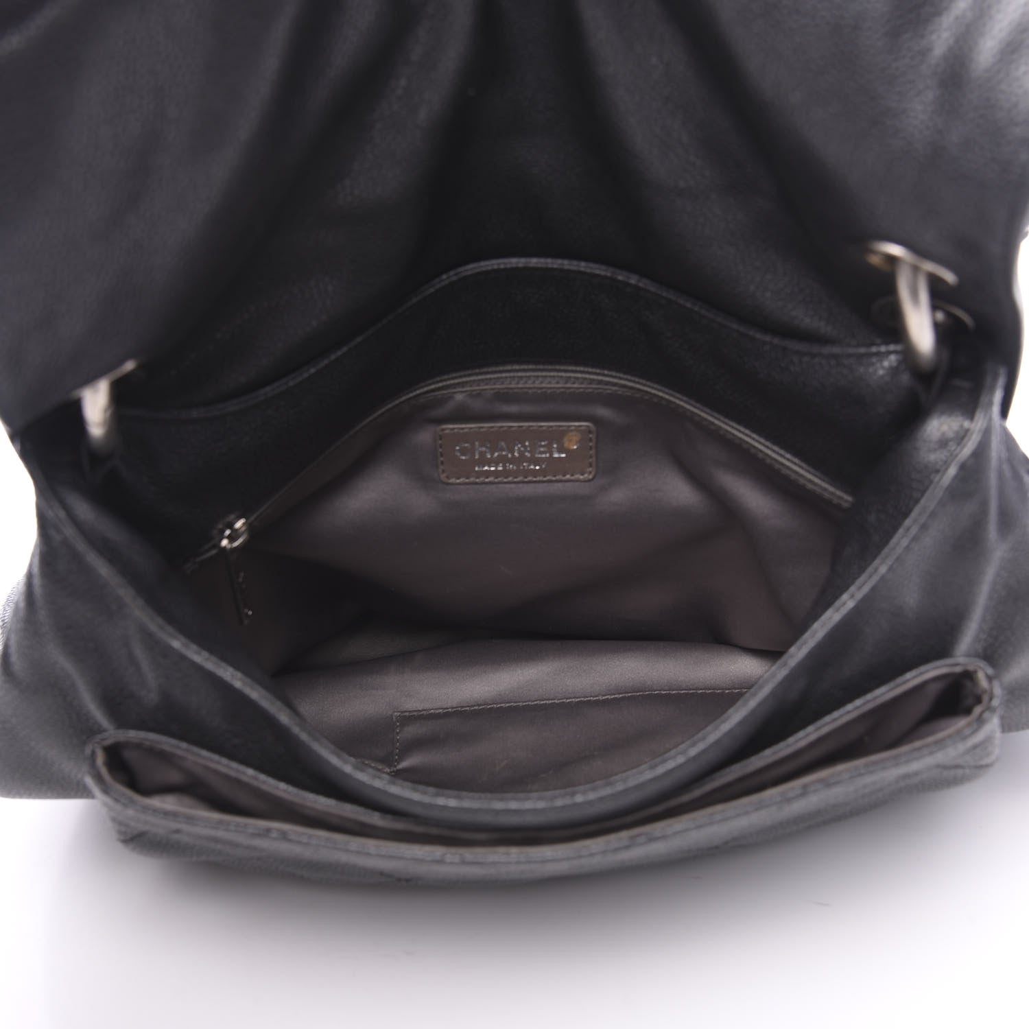 Chanel Glazed Caviar Coco Rider Flap Hobo Dark Grey 4 of 11