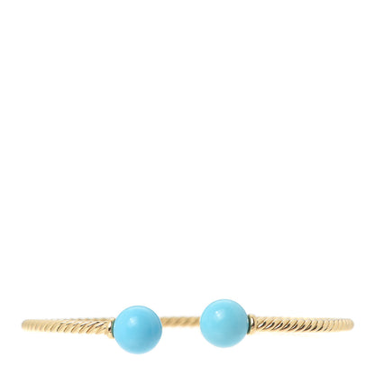 David Yurman 18K Yellow Gold Turquoise 8.5mm Solari Bead Bracelet 1 of 5
