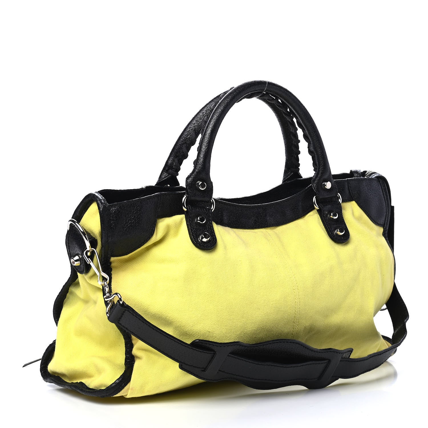 Balenciaga Boarskin Canvas Classic Silver Hardware City Yellow Black 2 of 11