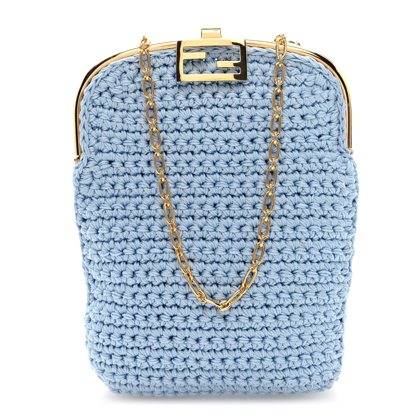 Fabric Crochet Baguette Phone Bag Azzurro Sky