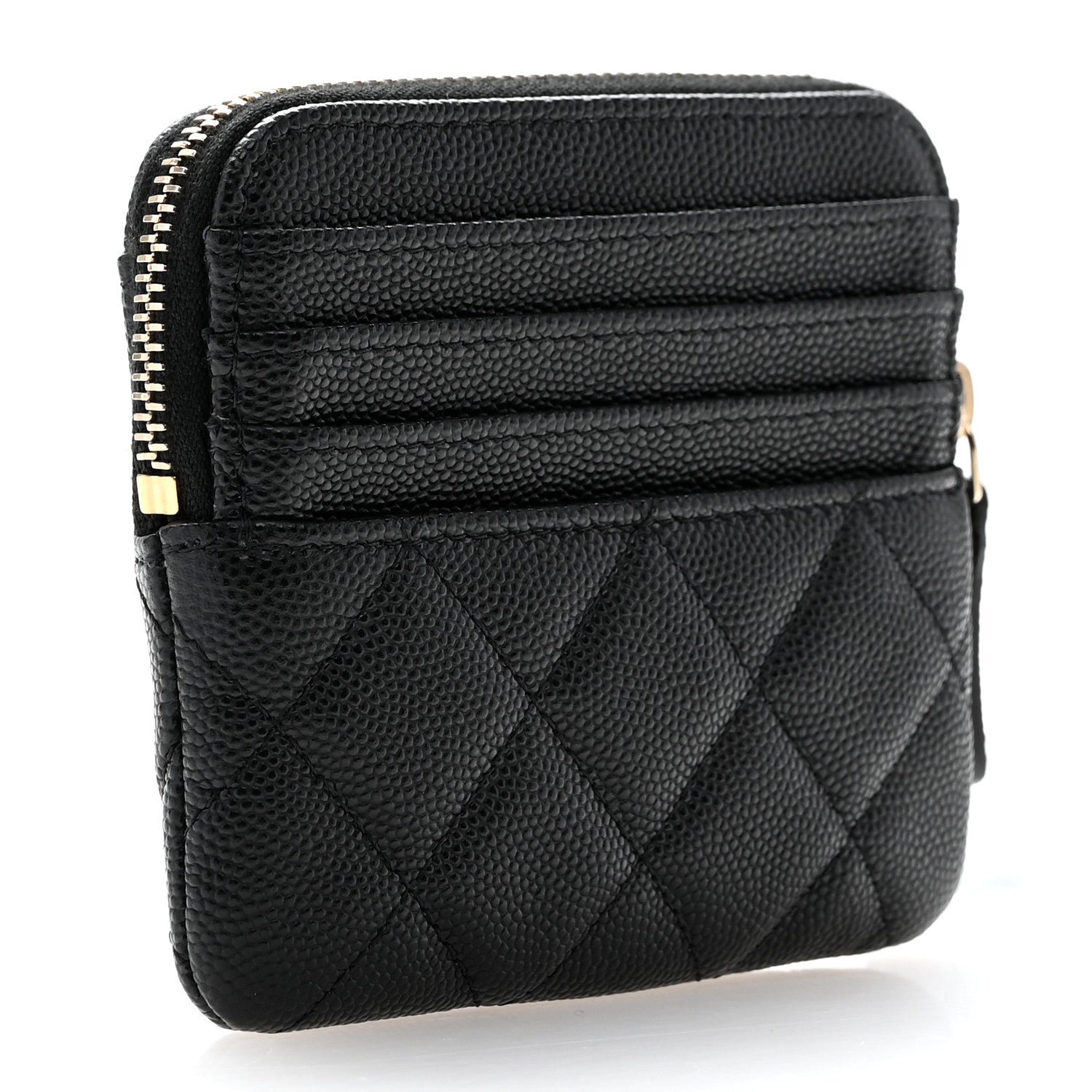 Chanel Caviar Quilted Zip Card Holder Wallet Black 3 of 8