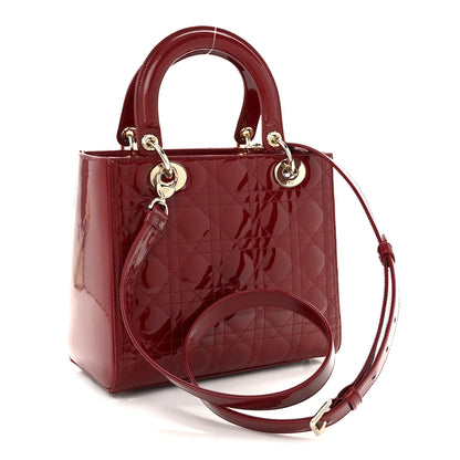 Christian Dior Patent Cannage Medium Lady Dior Red 3 of 11