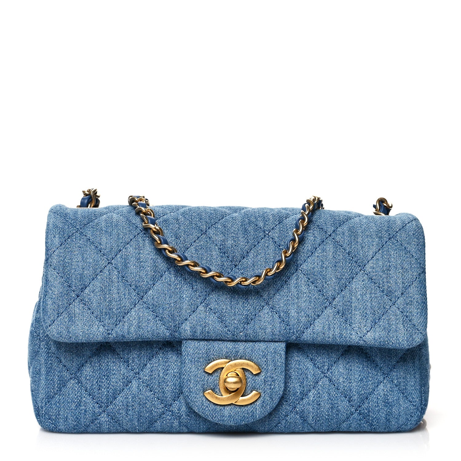 Chanel Denim Quilted Mini Pearl Crush Rectangular Flap Blue 1 of 11
