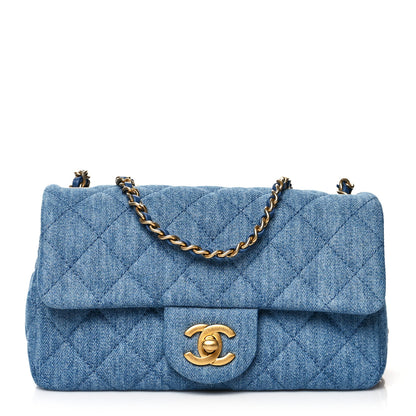 Chanel Denim Quilted Mini Pearl Crush Rectangular Flap Blue 1 of 11