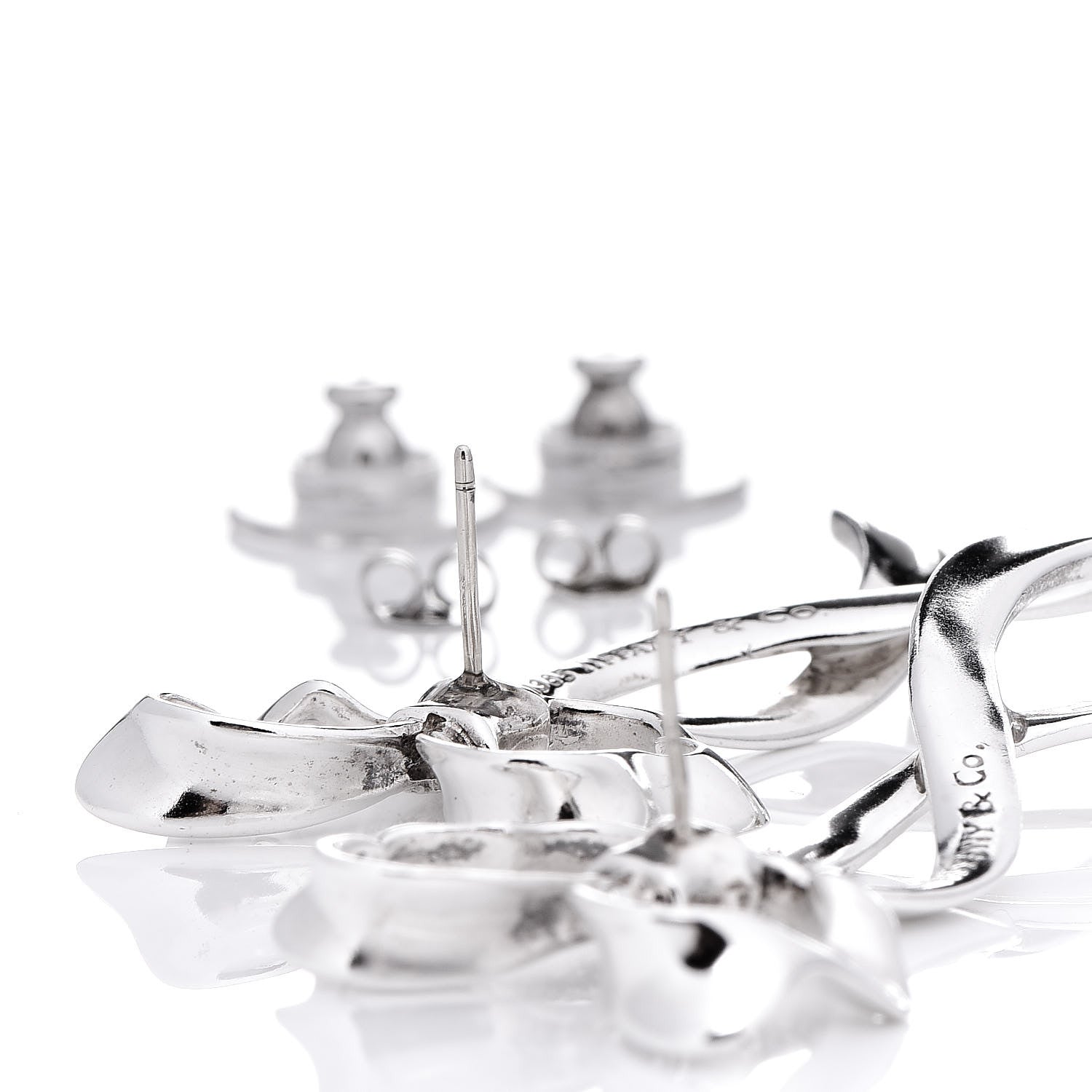 Tiffany Sterling Silver Large Bow Earrings 4 of 4