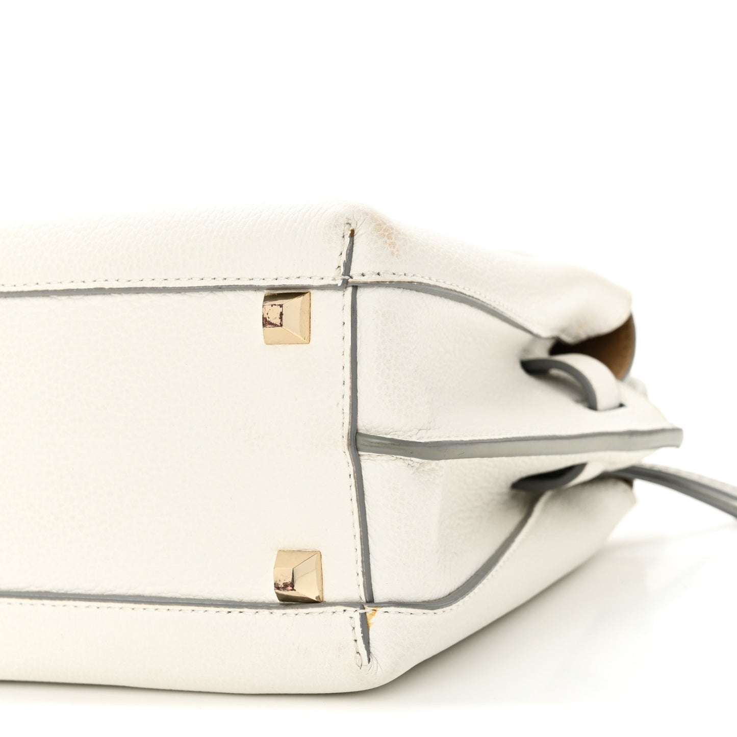 Grained Calfskin Mini Milla Tote White Flake