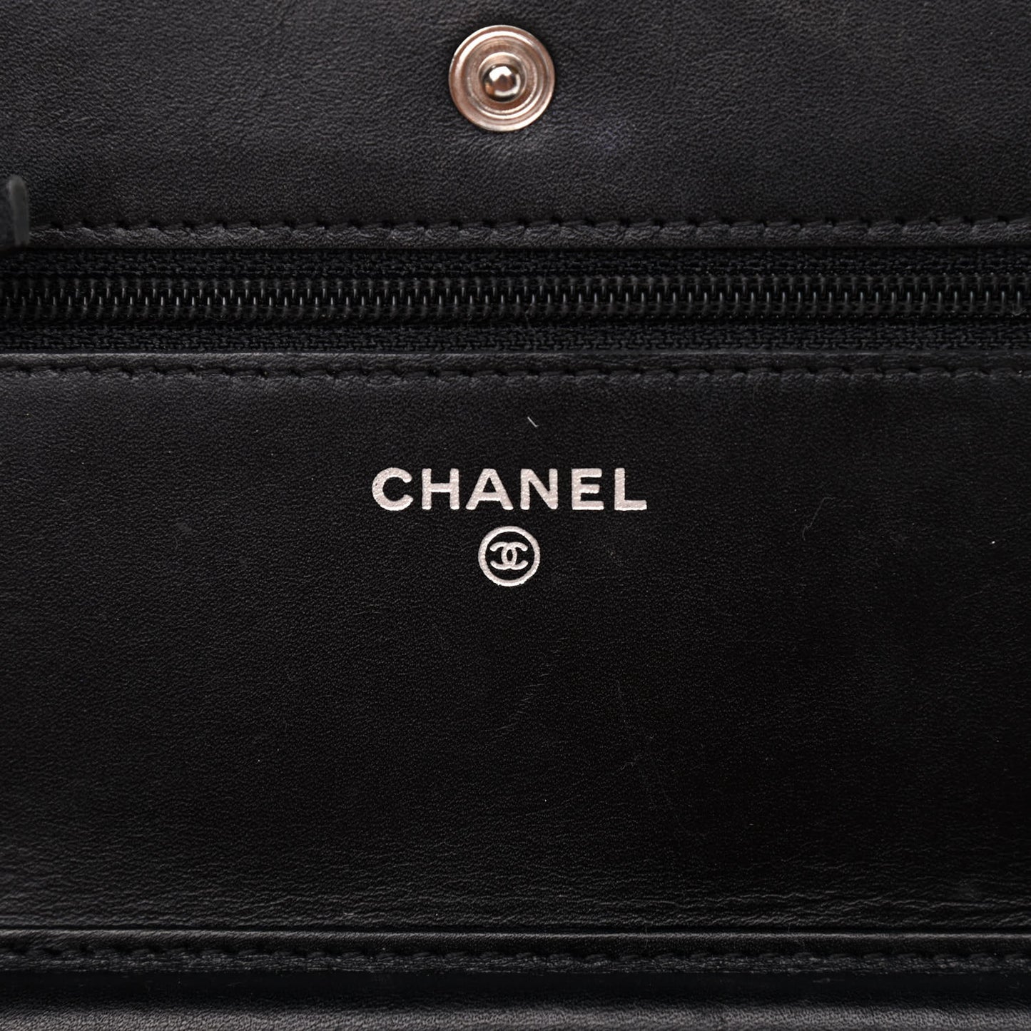 Calfskin Quilted Cambon Wallet On Chain WOC Black
