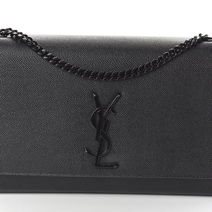 Saint Laurent Grain De Poudre Medium Classic Monogram Kate Satchel Black 6 of 8