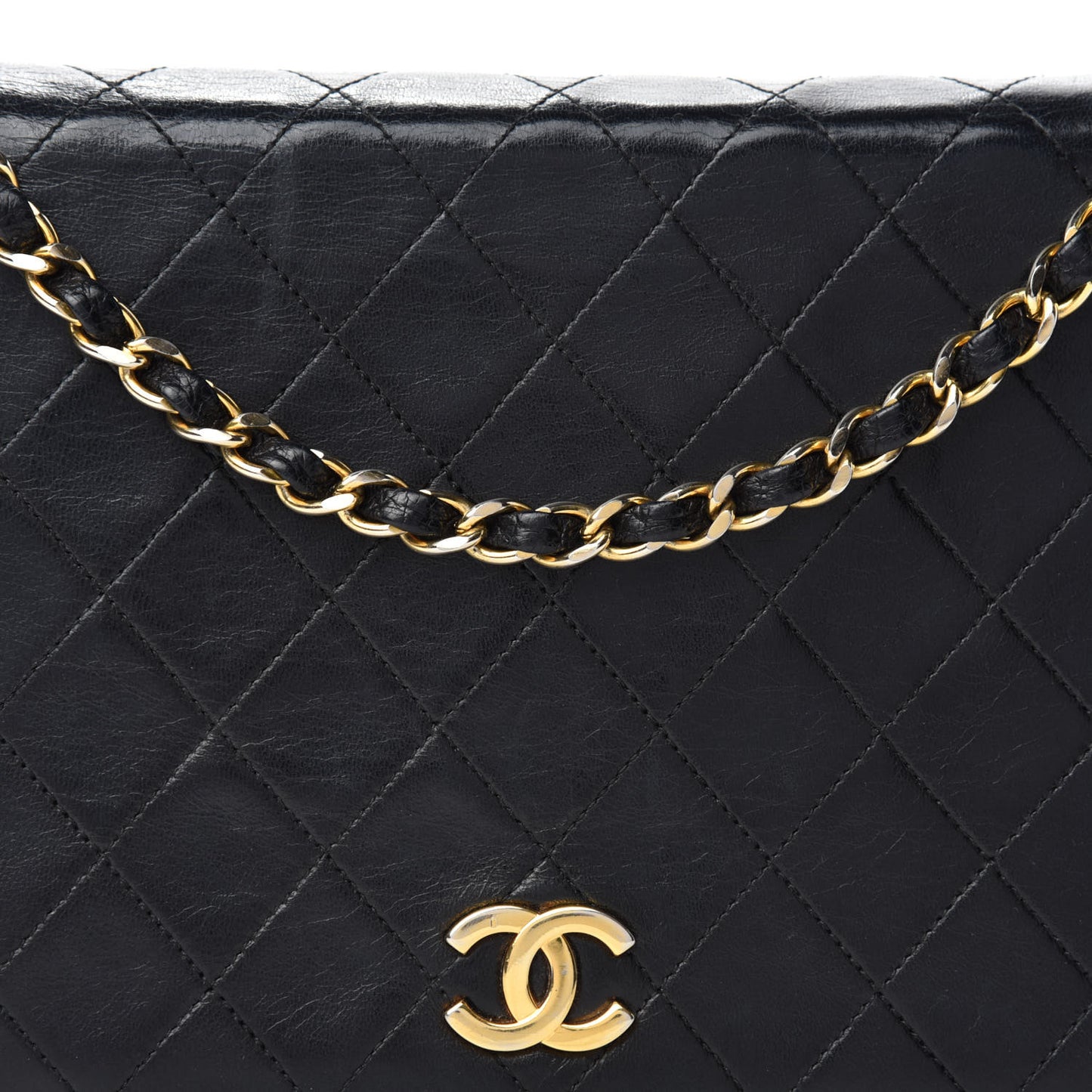 Lambskin Quilted Small Single Flap Black