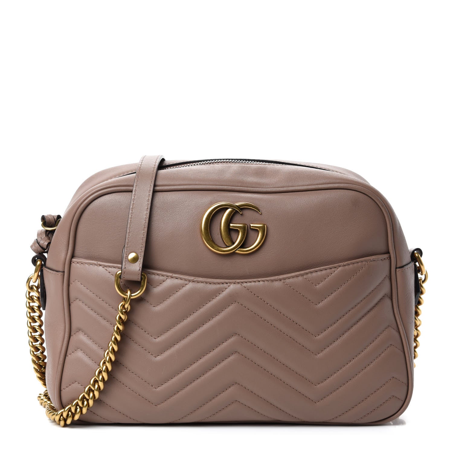 Gucci Calfskin Matelasse Medium GG Marmont Chain Shoulder Bag Porcelain Rose 1 of 11