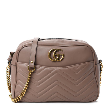 Gucci Calfskin Matelasse Medium GG Marmont Chain Shoulder Bag Porcelain Rose 1 of 11