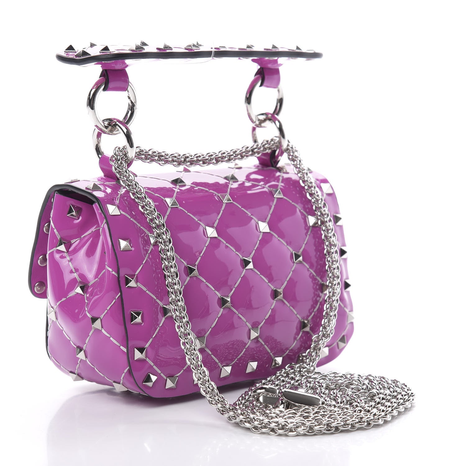 Valentino Garavani Patent Micro Rockstud Spike Shoulder Bag Radiant Orchid 3 of 9