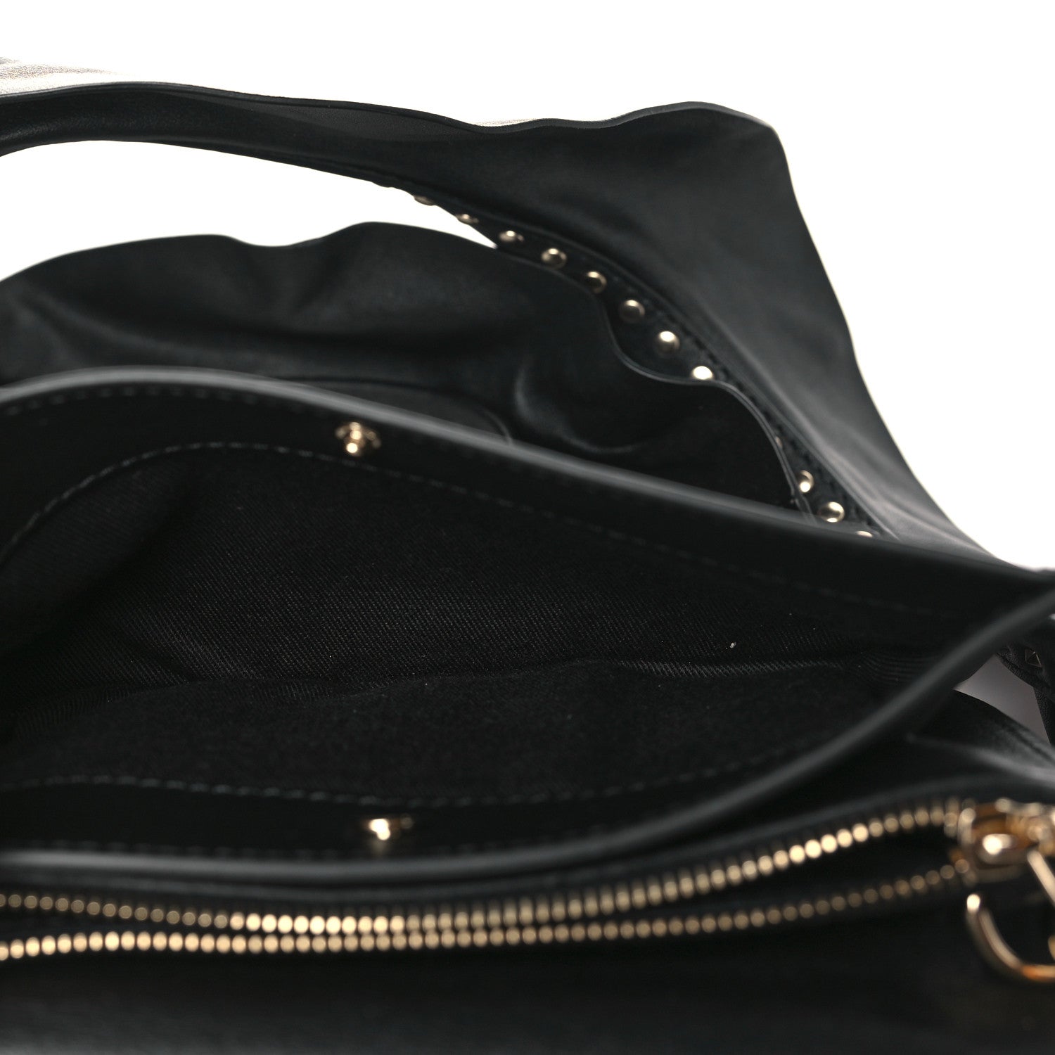 Valentino Garavani Calfskin Crystal Bead Embellished Mini Rockstud Love Story Ruffle Strap Bag Black 4 of 9