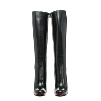 Christian Louboutin Calfskin Simple Botta 100 Knee Boots 37 Black 3 of 7