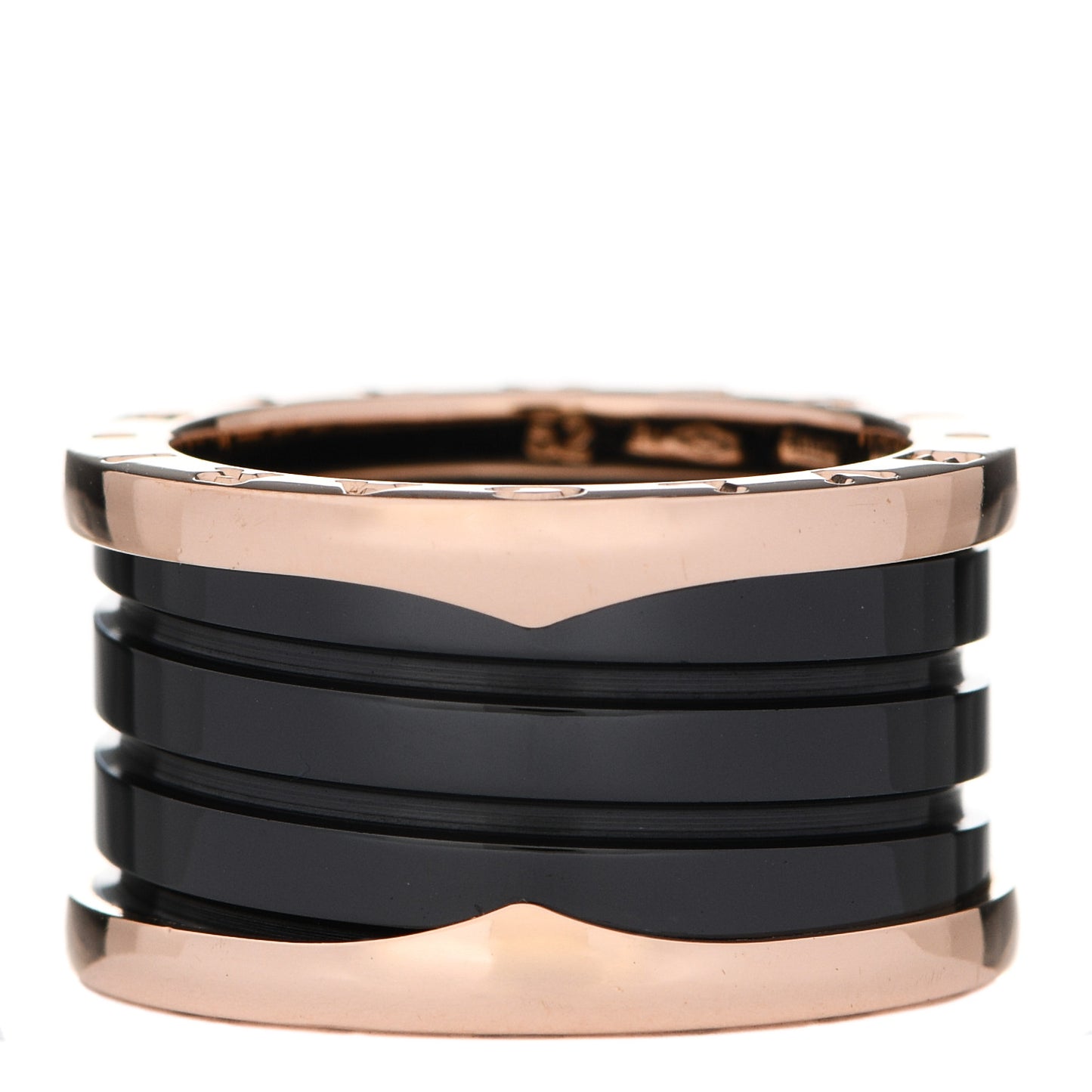 18K Rose Gold Black Ceramic B.Zero1 Four-Band Ring 52 6