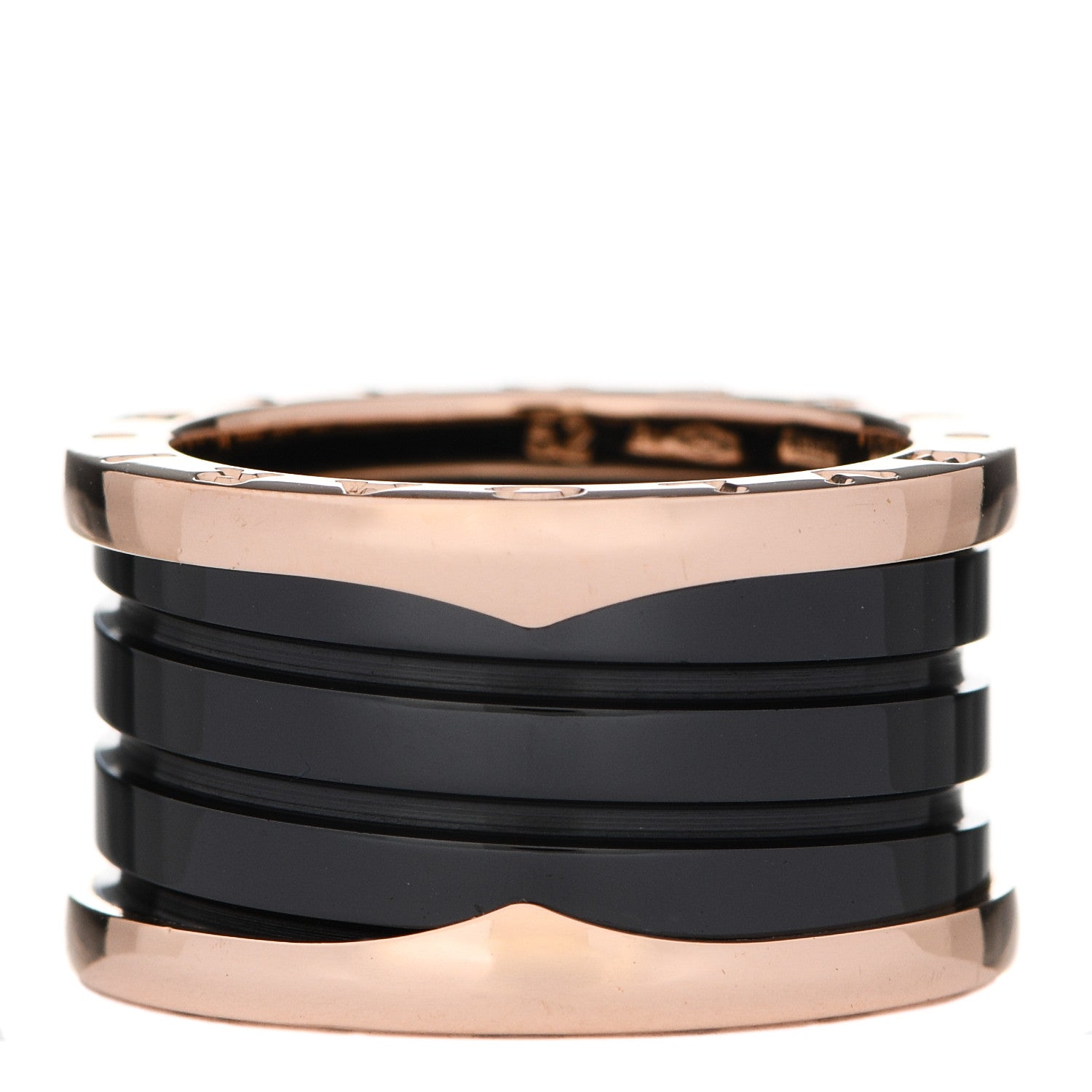 Bulgari 18K Rose Gold Black Ceramic B.Zero1 Four-Band Ring 52 6 1 of 6